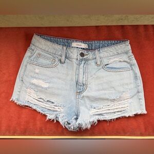 Cello Sky Blue Ripped Jean Shorts